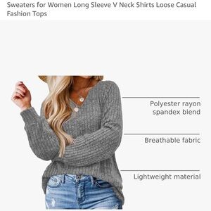 Gray Long Sleeve V-Neck Sweater